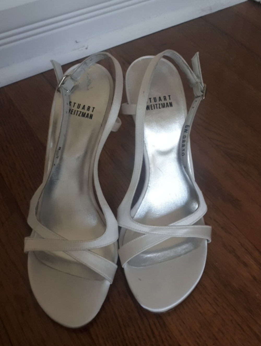 Stuart Weitzman Ivory White Strappy Slingback Heels